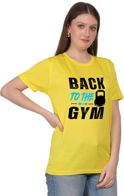 UPTRADE Typography Women Round Neck Yellow T-Shirt