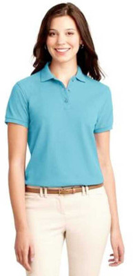 maketin Solid Women Polo Neck Blue T-Shirt