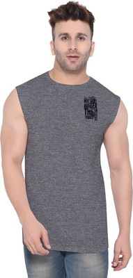 Lawful Casual Printed Men Round Neck Grey T-Shirt