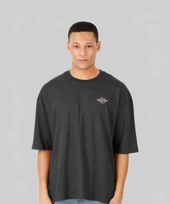 Roadster Printed Men Round Neck Grey T-Shirt