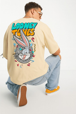 Madilyn Graphic Print, Printed Men Round Neck Beige T-Shirt