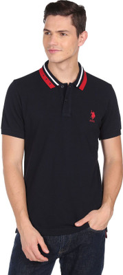 U.S. POLO ASSN. Solid Men Polo Neck Blue T-Shirt