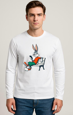 THE CLOTHIFY Graphic Print Men Round Neck White T-Shirt