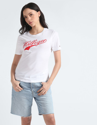 TOMMY HILFIGER Solid Women Crew Neck White T-Shirt