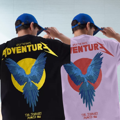 Jump Cuts Printed Men Round Neck Reversible Multicolor T-Shirt
