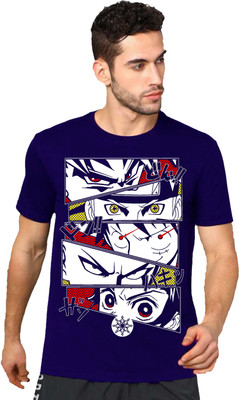 VIKCLIQUE Printed Men Round Neck Blue T-Shirt