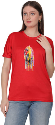 Aaso Graphic Print Women Round Neck Red T-Shirt