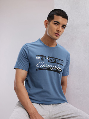 HRX by Hrithik Roshan Printed Men Round Neck Brown T-Shirt