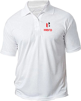 PrintHolic Solid Couple Polo Neck White T-Shirt