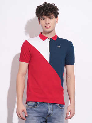 BEING HUMAN Colorblock Men Polo Neck Red T-Shirt