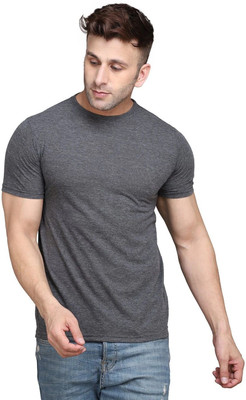 Trendfull Solid Men Round Neck Grey T-Shirt