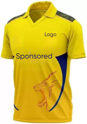 Thiva Printed, Typography Men Polo Neck Yellow T-Shirt