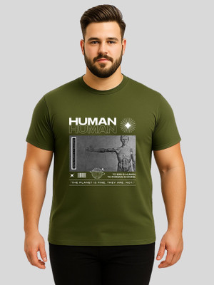 KART BLACK Printed Men Round Neck Green T-Shirt