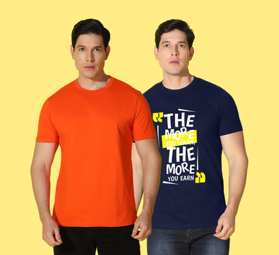 WOOSTRO Solid, Printed Men Round Neck Multicolor T-Shirt