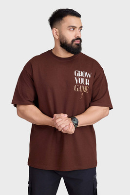 FuaarK Typography Men Crew Neck Brown T-Shirt