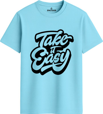 Enciger Printed Men Round Neck Light Blue T-Shirt