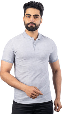 KUDEMOTAK Solid Men Polo Neck Grey T-Shirt