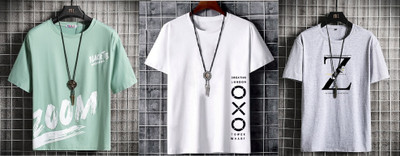 Axxitude Printed Men Round Neck Light Green T-Shirt