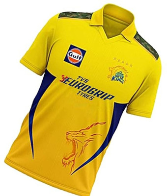 YUTU Printed Men Polo Neck Yellow T-Shirt