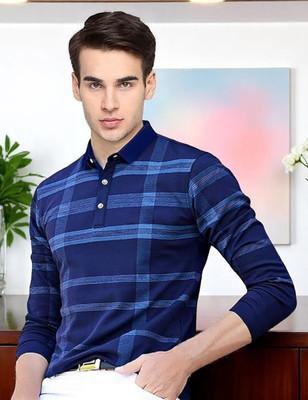 Autna Printed Men Polo Neck Navy Blue T-Shirt