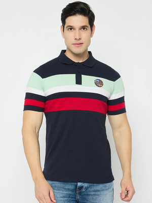DUKE Striped Men Polo Neck Multicolor T-Shirt