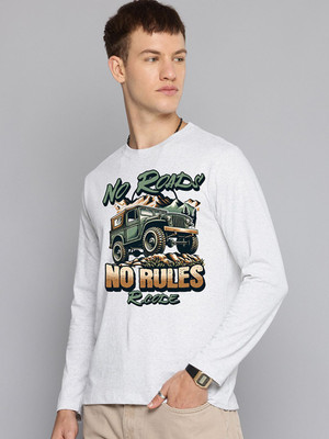 R.Code by The Roadster Life Co. Graphic Print Men Round Neck White T-Shirt