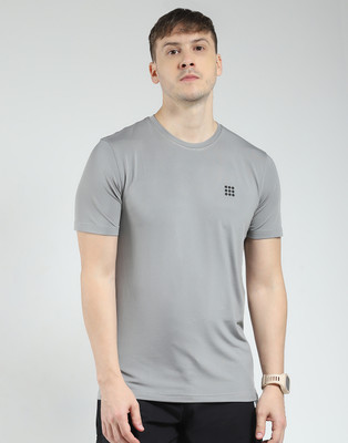 Rock.it Solid Men Round Neck Grey T-Shirt