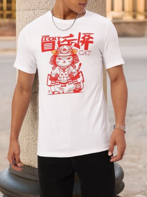 Kook N Keech Printed Men Round Neck White T-Shirt