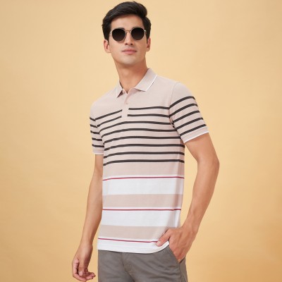 Byford by Pantaloons Striped Men Round Neck White T-Shirt