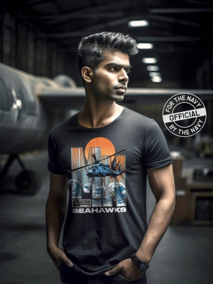 a47 Printed, Typography Men Round Neck Black T-Shirt