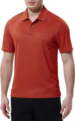 COLORTRAIT Solid Men Polo Neck Red T-Shirt