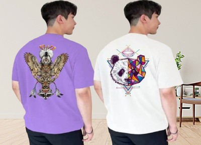 xpecto style Typography, Printed Men Round Neck White, Purple T-Shirt