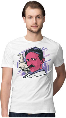 KRYONIX Printed Men Round Neck White T-Shirt