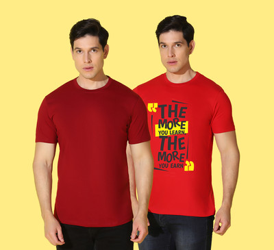 WOOSTRO Solid Men Round Neck Multicolor T-Shirt