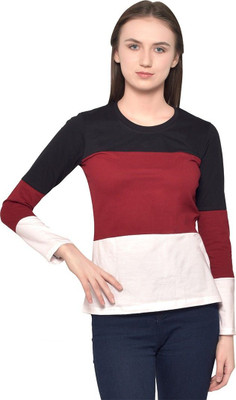 Trendfull Colorblock Women Round Neck Multicolor T-Shirt