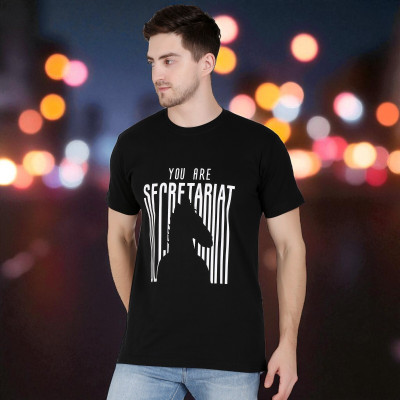 FARICON Printed Men Round Neck Black T-Shirt