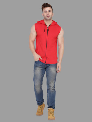 tfurnish Solid Men Hooded Neck Red T-Shirt