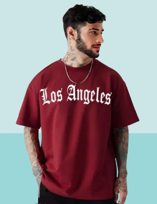 fashion globe Printed Men Round Neck Maroon T-Shirt