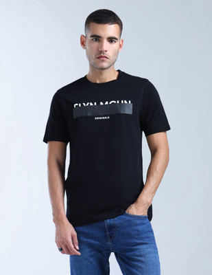 FLYING MACHINE Graphic Print Men Round Neck Black T-Shirt