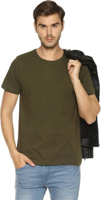 OrrganicChics Solid Men Round Neck Green T-Shirt