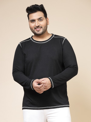 RIGO Solid Men Round Neck Black T-Shirt