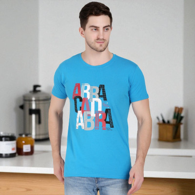 Faricon Trending Solid Men Round Neck Light Blue T-Shirt