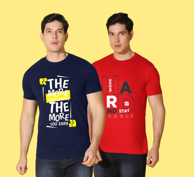 WOOSTRO Typography Men Round Neck Multicolor T-Shirt