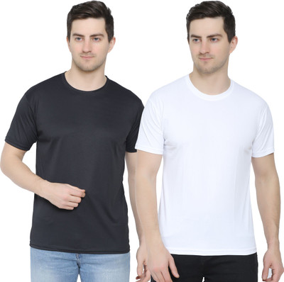YUALIN CREATION Solid Men Crew Neck Multicolor T-Shirt