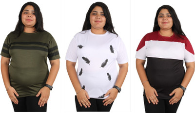 Oishee Printed Women Round Neck Multicolor T-Shirt