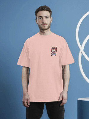 Moda Rapido Printed Men Round Neck Pink T-Shirt