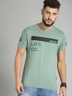 Roadster Printed Men Round Neck Green T-Shirt