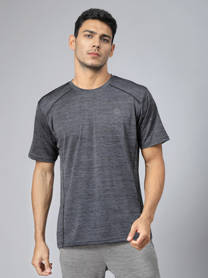 CHKOKKO Self Design Men Round Neck Grey T-Shirt