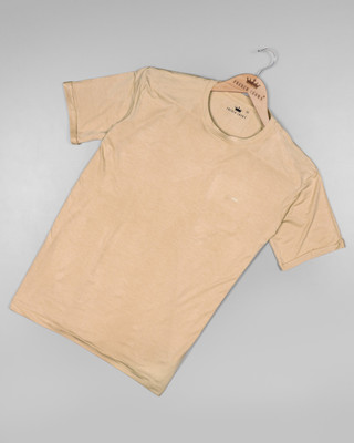french crown Solid Men Round Neck White T-Shirt