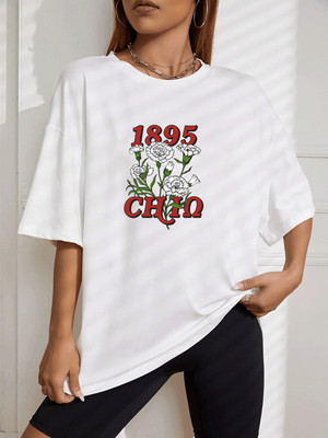 SLENOR Printed Women Round Neck White T-Shirt
